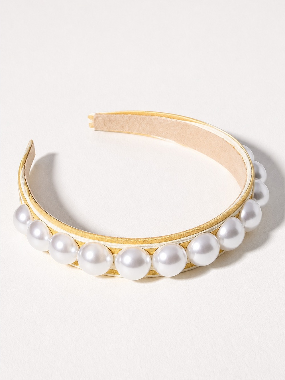 By Anthropologie Bold Pearl Headband- Yellow and White Stripe